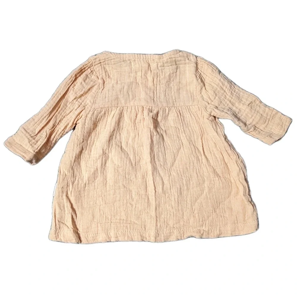 Organic Cotton Dress Rabbit +‎ Bear By Emily & Oliver Baby Girl Size 0-3M Yellow